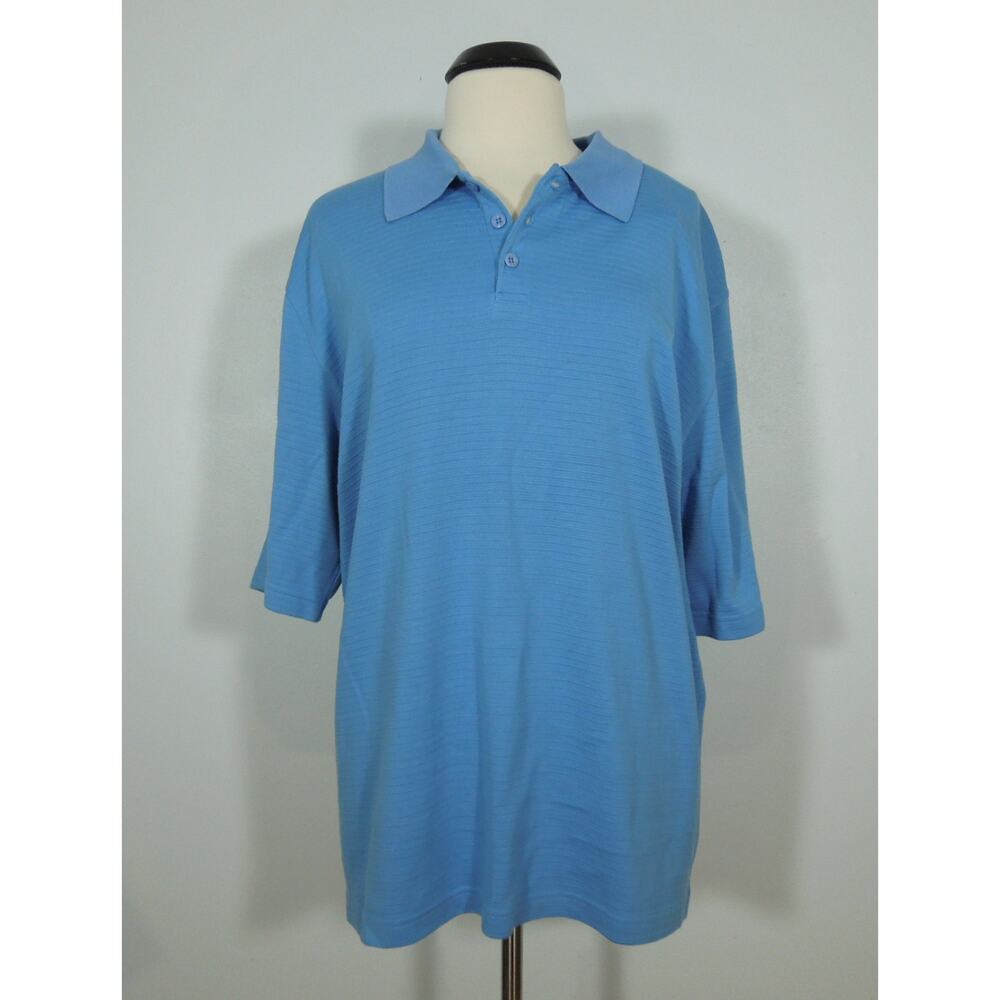 SEETE PONTI Polo Shirt XXL Mens Blue Short Sleeves Silk Cotton
